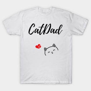 Catdad design with cute cat and hearts T-Shirt